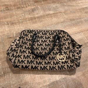 Michael Kors Tan and Black MK Patterned Handbag